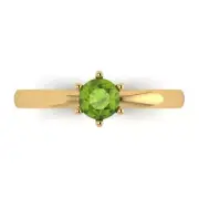 0.50 ct Round Cut Natural Peridot Wedding Bridal Promise Ring 14k Yellow gold