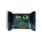 Combat Wipes ACTIVE Wet Wipes 25 Count - Biodegradable Camping & Gym Cleansing