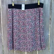 Ann Taylor Loft Skirt Mini Size Large Granny Floral Print Pleated NEW Pull on