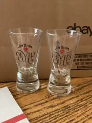 Jim Beam “ Devil’s Cut “shot glass-Nice Shaped Shot Glass Set Of 2 New !