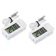 2Pcs Mini Digital Thermometer LCD Celsius Gauge Temperature Meter with Probe
