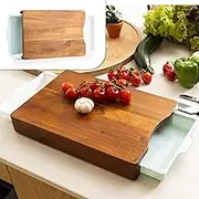 Wood Cutting Board – Meal Prep Station With Pull Out Trays For Easy Food Prep, Storage & Clean Up – Wooden Non Slip Prep Deck – Serving Board - 100% Acacia Kitchen Cutting Board
