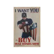 Captain America "Cap Salutes You" War Bonds Movie Poster - Movie Wall Art Print