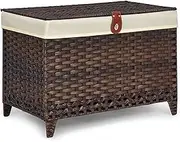 Honjourai Wicker Basket with Lid, Rattan Shelf Basket, 105L Bin, Storage Trunk with Feet, Home Organizer, B0CMD5WJLF