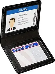 [Perfect Fit Shield Wallets] 2 ID Leather License Holder Bifold Double I.D. Credit Card Gun Permit Wallet Case, Black Leather, Style 502: 2.1/4" X 4", Minimalist