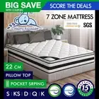 StarryEucalypt Mattress Queen Double King Single Bed 22cm Pillow Top Medium Firm