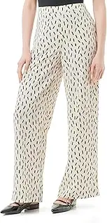 [DreiMaster] Klassik Women's Fabric Trousers, Wool White Black, M, Wool White Black, M