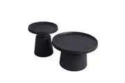 Raimon Furniture Jiles 2Pcs Round Nesting Metal Coffee Tea Table Set Black