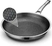 [SNOWCLAD] Non Stick Frying Pans, 12 inch Nonstick Hybrid Stainless Steel Skillets, Dishwasher Induction Oven Broiler Safe, Non Toxic Chef's Pan, PFOA Free Cookware