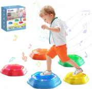Holyton Music Light up Stepping Stones for Kids,5 Pcs Sensory Toys Balance Bo...