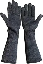 [Generic] Cut G S High Performance Level 5 Protection with Long Forearm Stainl Steel Wire Mesh Cut Safty W G S for Welding Gardening Kitchen Black Black