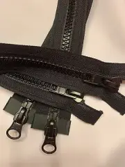 31” Lenzip Jacket Zipper 31 inch Black Separating Dual Metal Pulls 1 Zipper