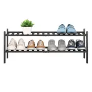 2-Tier Bamboo Extended Shoe Rack Premium Stackable Shoe Shelf Storage Organiz...
