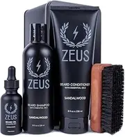 Zeus Deluxe Beard Grooming Kit for Men - Beard Care Gift Set to Soften Hairs and Prevent Itchiness and Dandruff (Scent: Sandalwood)