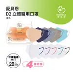 愛貝恩 成人/兒童 D2(等同N95) 3D立體醫用口罩(20入)｜醫療口罩 MIT台灣製 MD雙鋼印 N95立體口罩