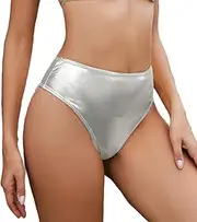 [Gatielzana] Metallic Thong Rave Bottoms High Cut High Waisted Cheeky Festival Rave Shorts