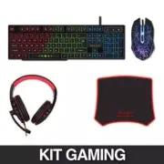 Gaming Kit 4-in-1 Combo – LED Keyboard, Headphones, Mouse & Illuminated Mat –...