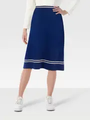 Blue Wool Midi Knit Skirt