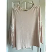 Valerie Stevens Blush Colored Shirt Light Sweater Top Blouse--Women's Large