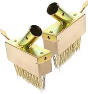 Totority 2PCS Gardening Steel Wire Remover Brush with Wooden Handle Durable Ground Crack Cleaning Tool Easy to Use Weeding Brush for Garden and Maintenance