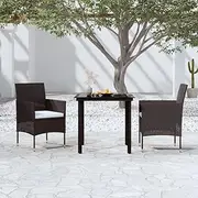 Patio Sets 3 Piece Garden Dining Set with Cushions Black