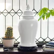 24" White Porcelain Temple Jar