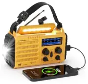 Emergency Radio 5000 Weather Radio Solar Hand Crank Radio, 5-Way Power yellow