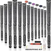 SAPLIZE 13 Pack Hybrid Golf Grips (CL07) with Full Regripping Kit, Innovative Design, Cross Corded Rubber Technology, Options of 7 Colors, Standard/Midsize, MultiCompound Golf Club Grips