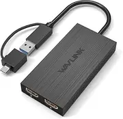 Wavlink USB 3.0 to Dual HDMI UHD Universal Video Graphics Adapter Supports up to 6 Monitor displays, 3840 X 2160@30Hz External Video Card Adapter Support Windows,Mac, Chrome OS, Android 7.1 Above