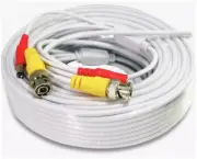 Security Camera Cable Wire CCTV Video Power 66 FT 20M BNC RCA Cord DVR White