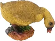 Vomeko Ducklings Ornament Animal Outdoor Statue, Resin Duck Sculpture Statue Front Porch Garden Decor Funny Animal Decorations Fairy Craft Yart Art Decor(Gray Duck Foraging)