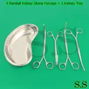 4 Randall Kidney Stone Forceps + 1 Kidney Tray 6" Surgical & Veterinary