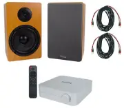 (2) Rockville RockShelf 68C 360w 6.5" Wood Bookshelf Speakers+Bluetooth/Wifi Amp