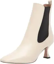 Sam Edelman Lani Modern Ivory Pull On Squared Toe Spool Heel Fashion Ankle Boots