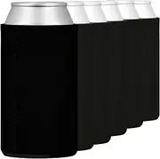 TahoeBay 16oz Can Sleeves - Black Neoprene Beer Coolies - Blank Tall Energy Drink Coolers - Compatible with 16oz Rockstar, Monster (Black, 6)