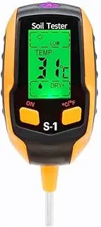4-in-1 Soil Moisture Meter Digital Plant Temperature/Soil Moisture/PH Meter/Sunlight Intensity/Environment Humidity Backlight LCD Display Soil Test Meter for Gardening, Farming and Outdoor Plants