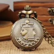 Antique Style Small Size Men Women Quartz Analogue Pocket Watch Necklace Chain