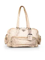 Beige Python Front Pocket Bag