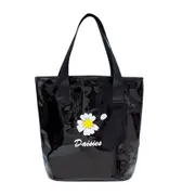 Women PVC Daisy Pattern Tote Bag, Fashion Shoulder Bag Large Capacity Handbag Cosmetic Storage bag for Daily Use