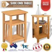 Side Bed End Table with Magazine Shelf Bedroom Solid Oak Display Stand Furniture
