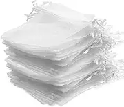 100 Pack White Organza Bag, 5x7 inches Drawstring Gift Pouch Chocolate Mesh Gift Bag Wedding Bags,Sachet Bags Sheer Organza Pouches,Favor Jewelry Bags