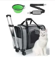 New-Cat Carrier with Wheels Large Up to 22lbs with Pet Nest and Bowl