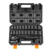 23 Piece Impact Socket Set 1/2 Inch Drive SAE Metric 6 Point CrV Steel with