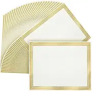 Award Certificates - 50 Blank Plain White Paper Sheets - With Gold Foil Metallic Border Computer Paper - Laser & Inkjet Printer Compatible - Specialty Award Paper, 11 x 8.5 Inches