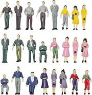SMZhomeone 50 Pcs Model People Seated Standing Model People Passanger Figures Painted Model People With 6 Bench Model Train Figures Train Railway Layout