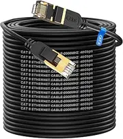 Cat 8 Ethernet Cable, 250FT High Speed Heavy Duty 26AWG Cat8 LAN Network Cable 40Gbps, 2000Mhz with Gold Plated RJ45 Connector, Outdoor&Indoor Internet Cable Compatible for Router Gaming Modem Xbox