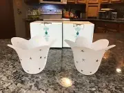 LOT 2 PartyLite Stellar Blossom SATIN GLASS VOTIVE Candle Holders ATOMIC STARS