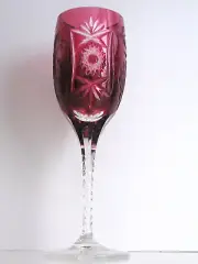 1 NACHTMAN TRAUBE CRANBERRY CASED CUT TO CLEAR CRYSTAL 7" WINE CORDIAL NWT