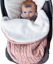 Newborn Baby Swaddle Blanket, Soft Thick Baby Kids Toddler Knit Warm Fleece Blanket Swaddle Sleeping Wrap Bag Sack Stroller Unisex Baby Sleep Bag for 0-12 Month Baby Boys Girls (Pink)