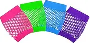 [Tatuo] 12 Pairs Neon Fingerless Fishnet Gloves for Women and Girls Punk Wrist Glove 80s Fishnet Gloves Short Net Mesh Fingerless Gloves for 80's Theme Party Supplies, Blue, Pink, Green and Purple, As the Picture Shown